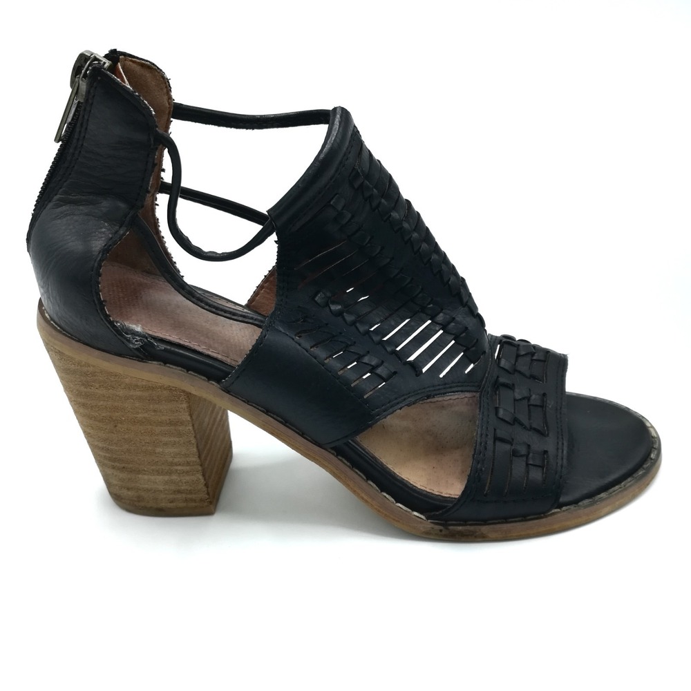 Mi.im‎ Shoes Womens Keshia Sandals Black Block Heel Braided Back Zip 6